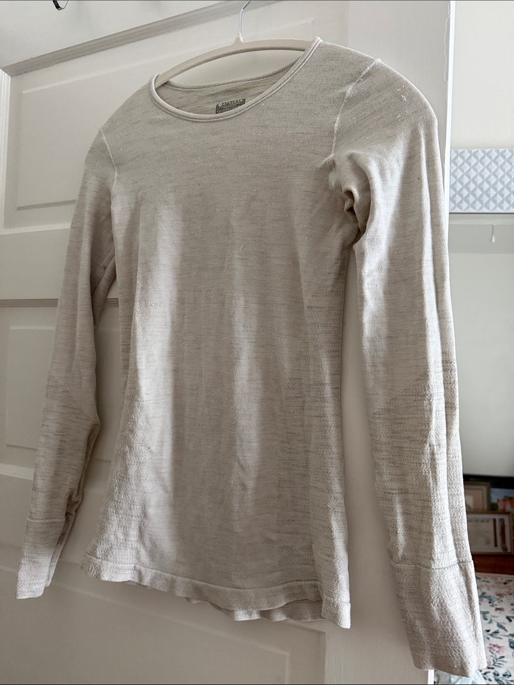 Athleta women’s  Long-Sleeve Crewneck Top in Light Beige